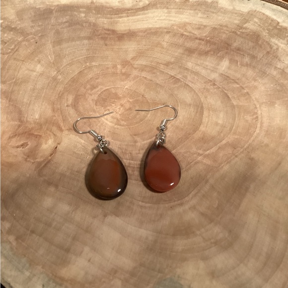 Carnelian Agate Teardrop Earrings - Picture 4 of 5